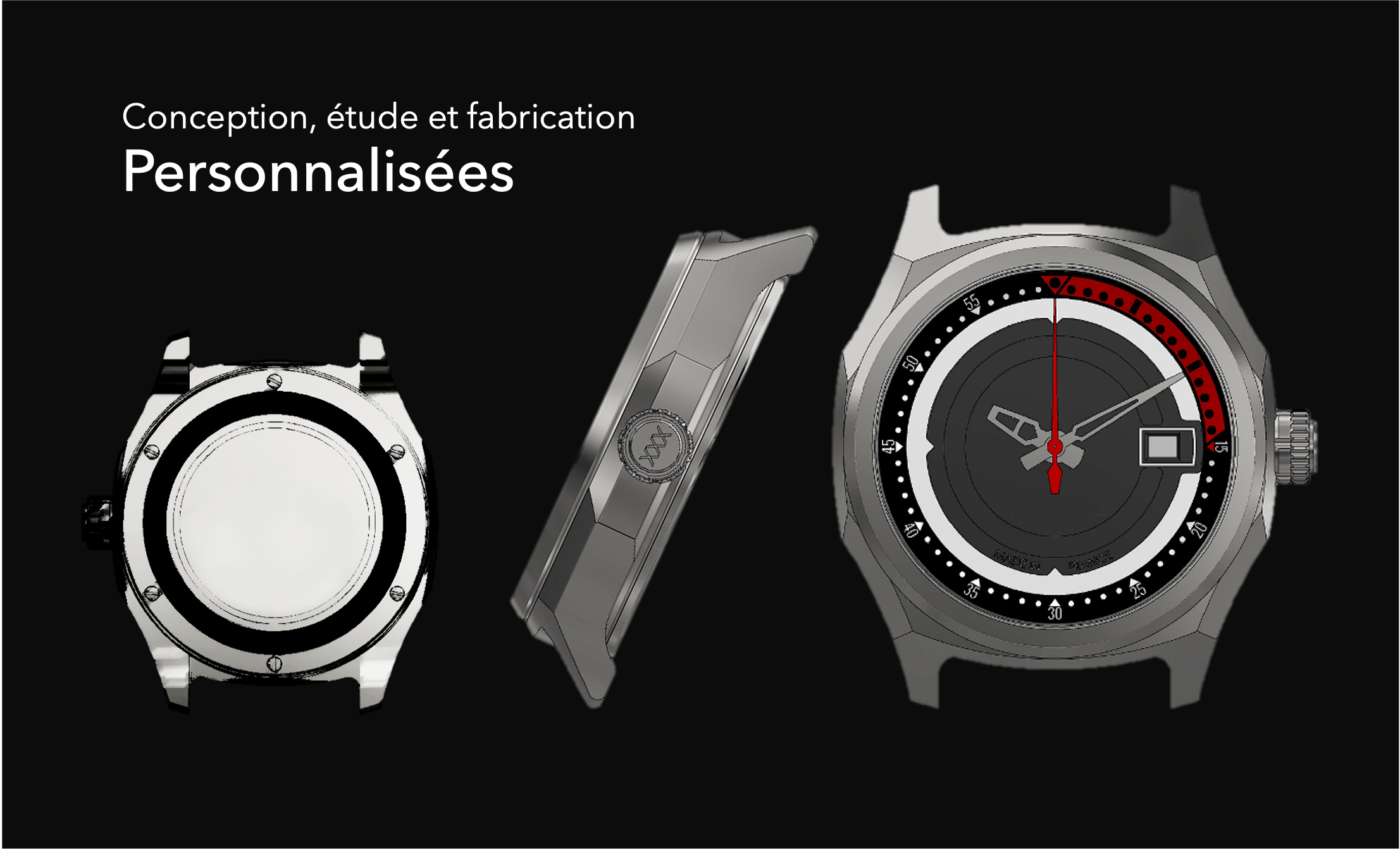 Différents côtés d'une montre